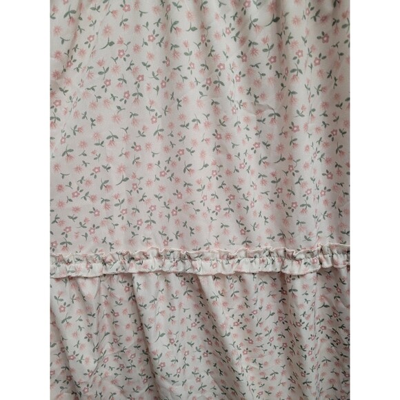 Polagram Square Neck Pink Floral Maxi Tiered Dress - Cream Size 2XL Summer - Picture 5 of 11